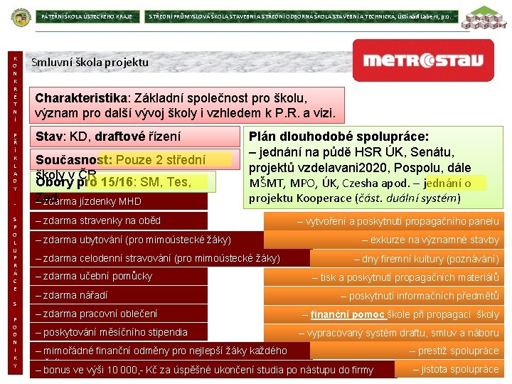PÁTEŘNÍ ŠKOLA ÚSTECKÉHO KRAJE K O N K R É T N Í P