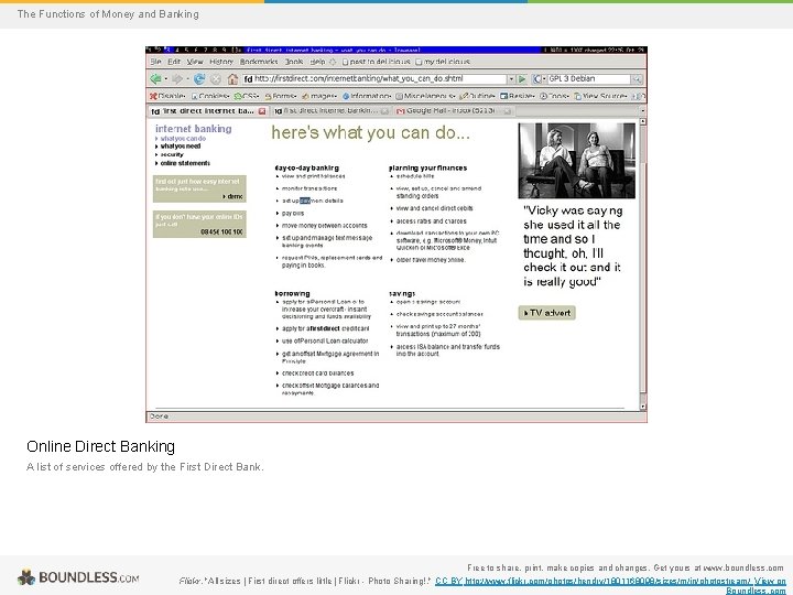 The Functions of Money and Banking Online Direct Banking A list of services offered