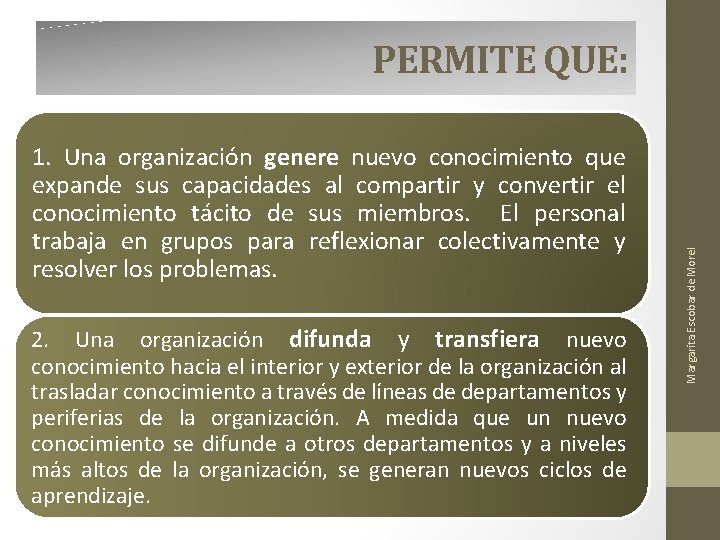 1. Una organización genere nuevo conocimiento que expande sus capacidades al compartir y convertir