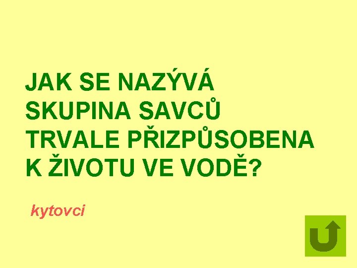 JAK SE NAZÝVÁ SKUPINA SAVCŮ TRVALE PŘIZPŮSOBENA K ŽIVOTU VE VODĚ? kytovci 