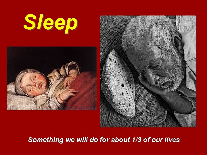 Sleep Something we will do for about 1/3 of our lives 