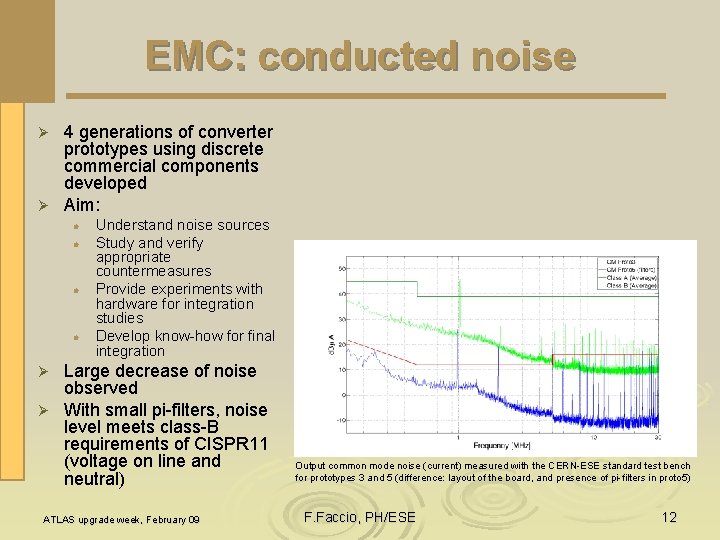 EMC: conducted noise 4 generations of converter prototypes using discrete commercial components developed Ø