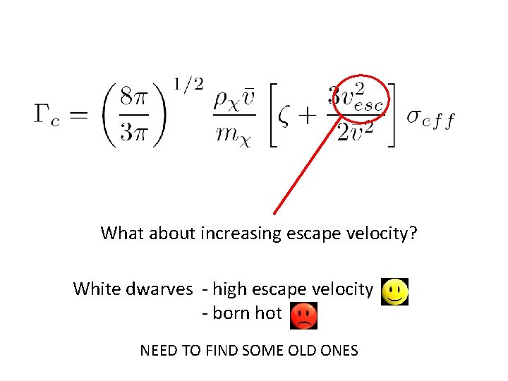 What about increasing escape velocity? White dwarves - high escape velocity - born hot
