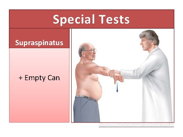 Special Tests Supraspinatus + Empty Can 