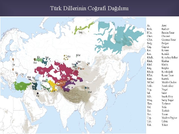 Türk Dillerinin Coğrafi Dağılımı 