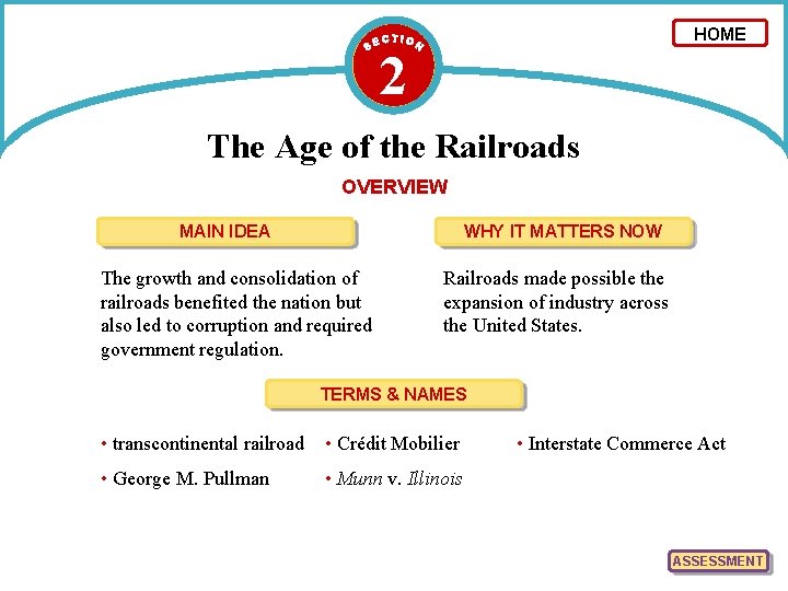 HOME 2 The Age of the Railroads OVERVIEW MAIN IDEA WHY IT MATTERS NOW