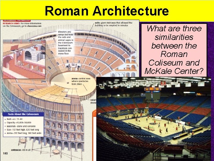 Roman Architecture What are three similarities between the Roman Coliseum and Mc. Kale Center?