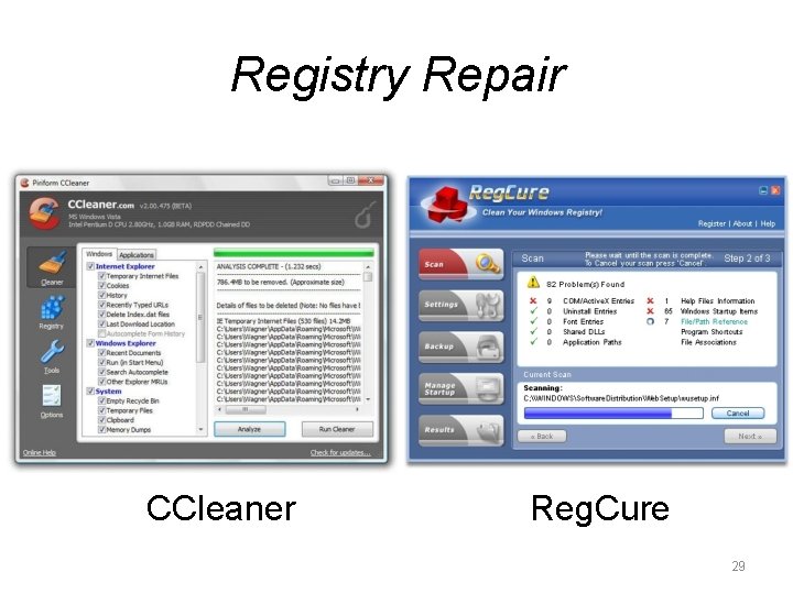 Registry Repair CCleaner Reg. Cure 29 