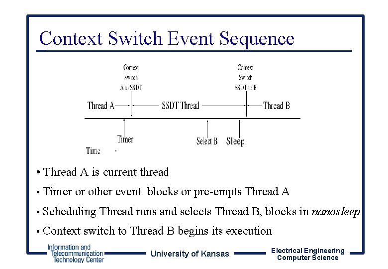Context Switch Event Sequence • Thread A is current thread • Timer or other