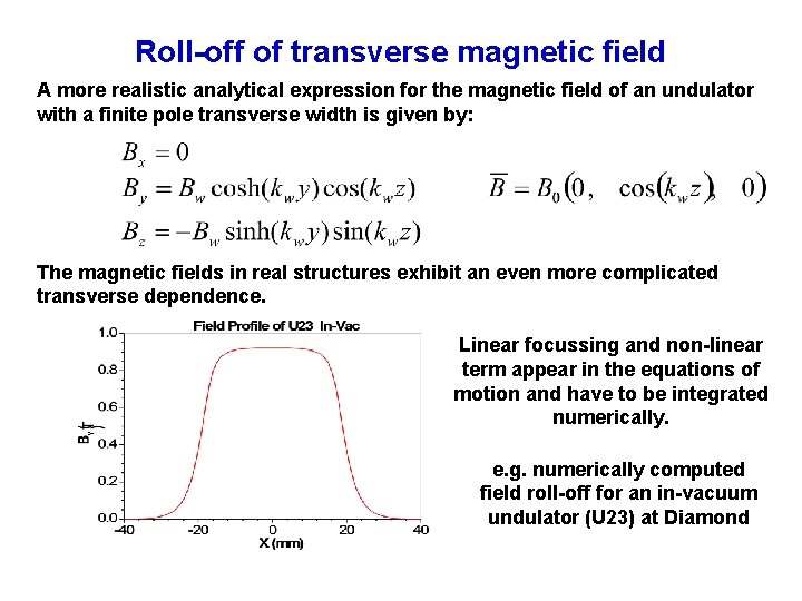 Roll-off of transverse magnetic field A more realistic analytical expression for the magnetic field