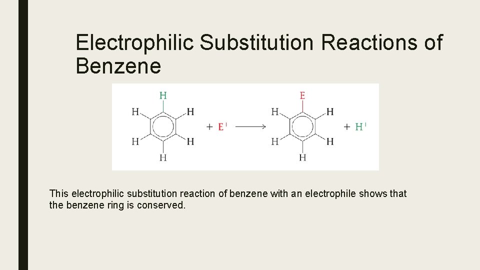 Electrophilic Substitution Reactions of Benzene This electrophilic substitution reaction of benzene with an electrophile Electrophilic Substitution Reactions of Benzene This electrophilic substitution reaction of benzene with an electrophile