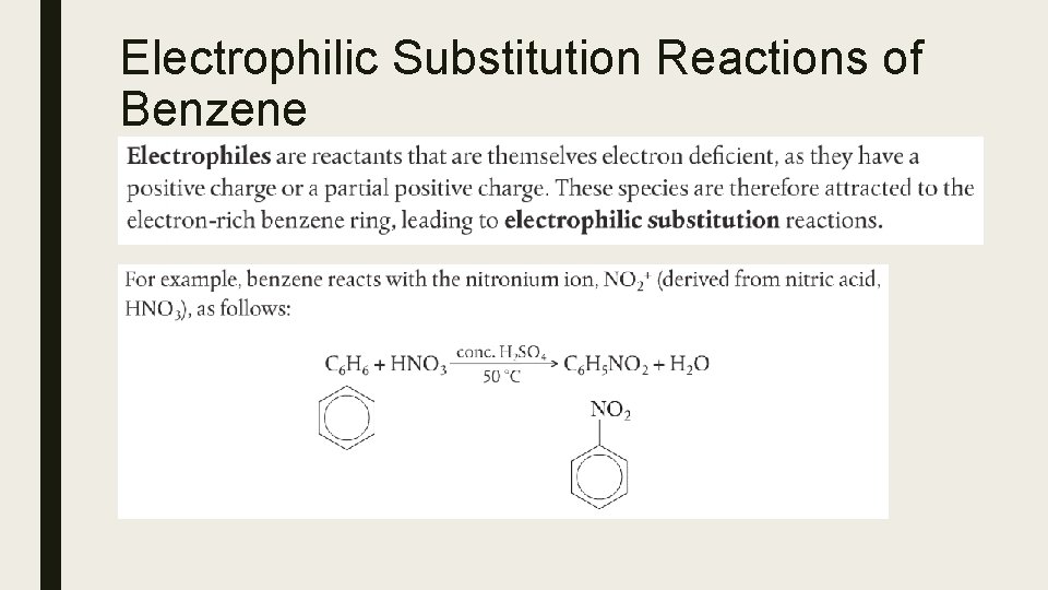 Electrophilic Substitution Reactions of Benzene Electrophilic Substitution Reactions of Benzene