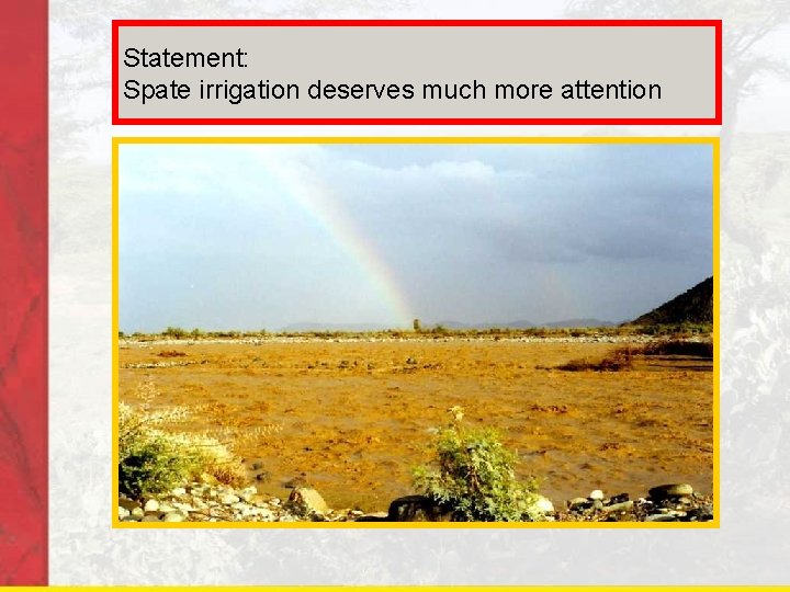Statement: Spate irrigation deserves much more attention 