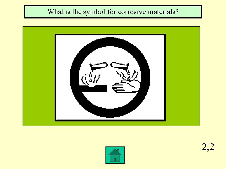 What is the symbol for corrosive materials? 2, 2 