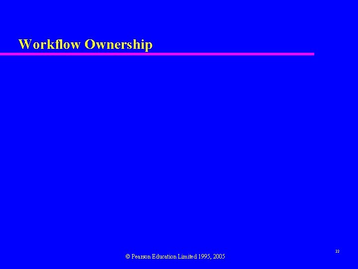 Workflow Ownership © Pearson Education Limited 1995, 2005 22 