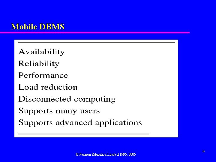 Mobile DBMS © Pearson Education Limited 1995, 2005 38 