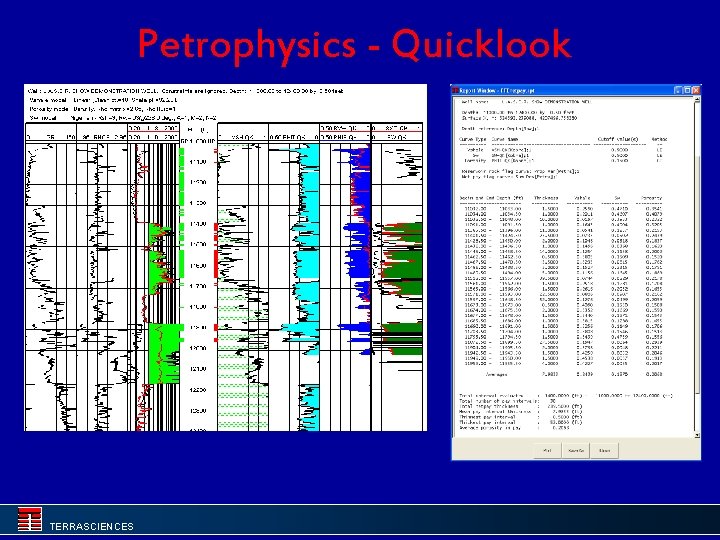 Petrophysics - Quicklook TERRASCIENCES 