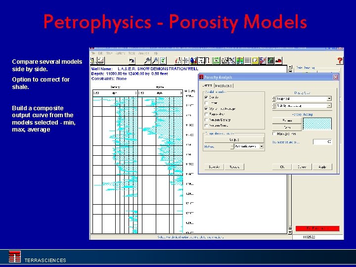 Petrophysics - Porosity Models Compare several models side by side. Option to correct for