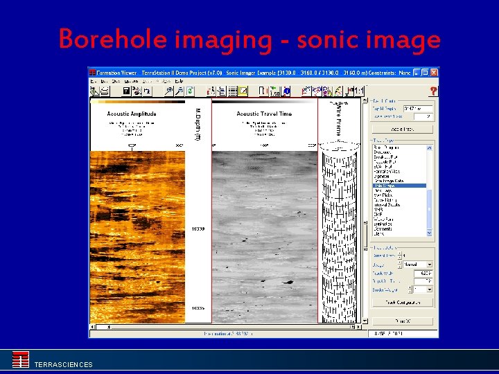 Borehole imaging - sonic image TERRASCIENCES 