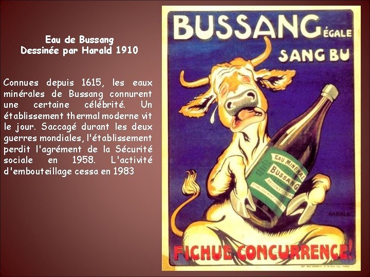 Eau de Bussang Dessinée par Harald 1910 Connues depuis 1615, les eaux minérales de