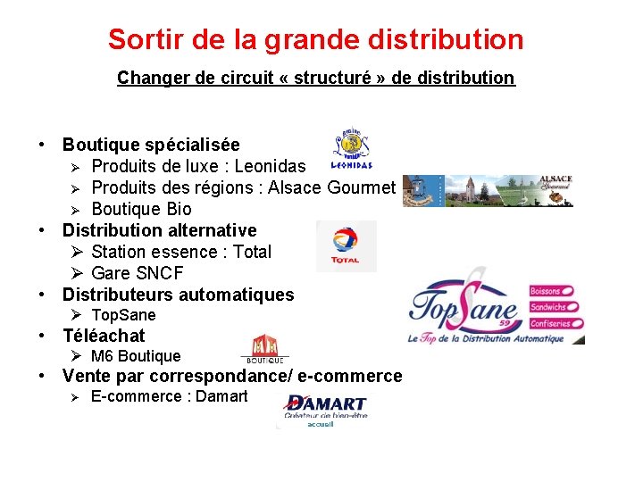 Sortir de la grande distribution Changer de circuit « structuré » de distribution •