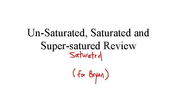 Un-Saturated, Saturated and Super-satured Review 