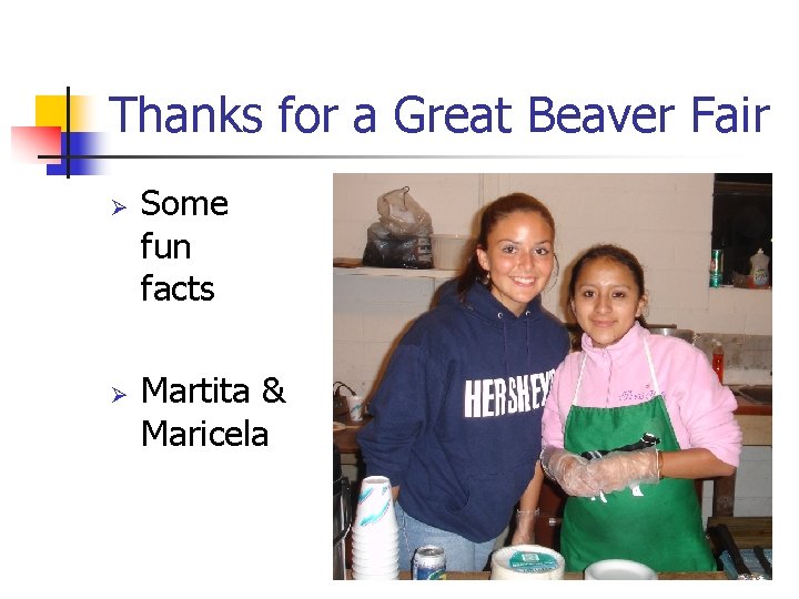 Thanks for a Great Beaver Fair Ø Ø Some fun facts Martita & Maricela