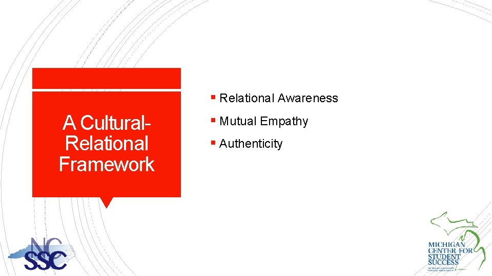 § Relational Awareness A Cultural. Relational Framework § Mutual Empathy § Authenticity 