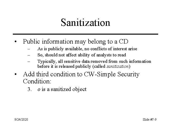 Chapter 7 Hybrid Policies Overview Chinese Wall Model
