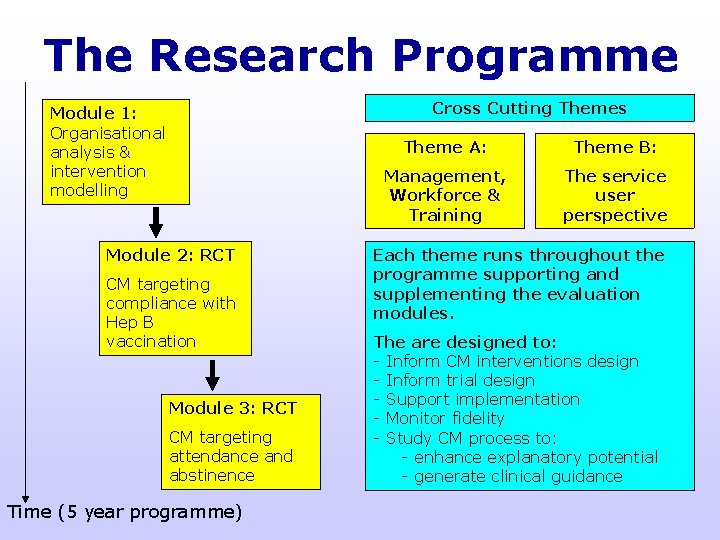 The Research Programme Cross Cutting Themes Module 1: Organisational analysis & intervention modelling Module
