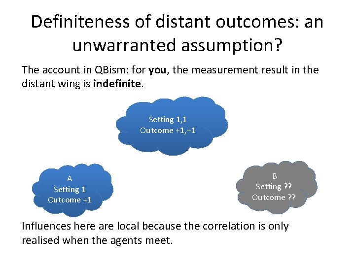 Definiteness of distant outcomes: an unwarranted assumption? The account in QBism: for you, the