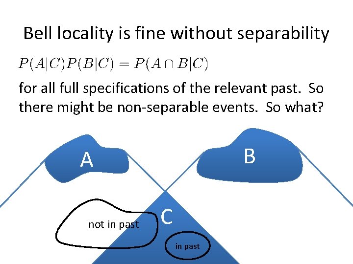 Bell locality is fine without separability for all full specifications of the relevant past.