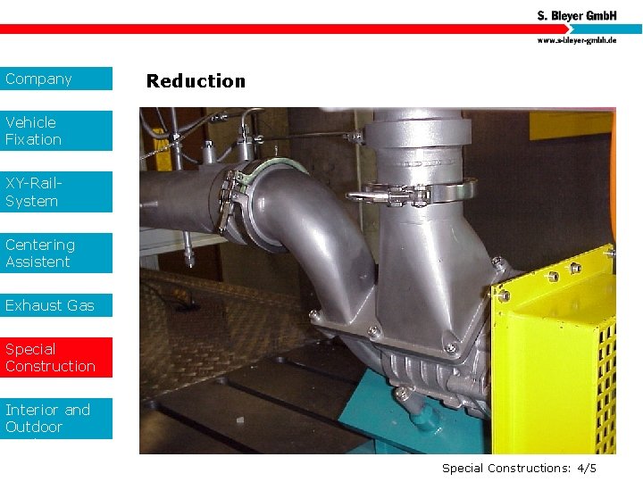Company Reduction Vehicle Fixation XY-Rail. System Centering Assistent Exhaust Gas Special Construction s Interior