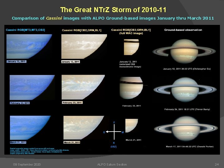 The Great NTr. Z Storm of 2010 -11 Comparison of Cassini images with ALPO