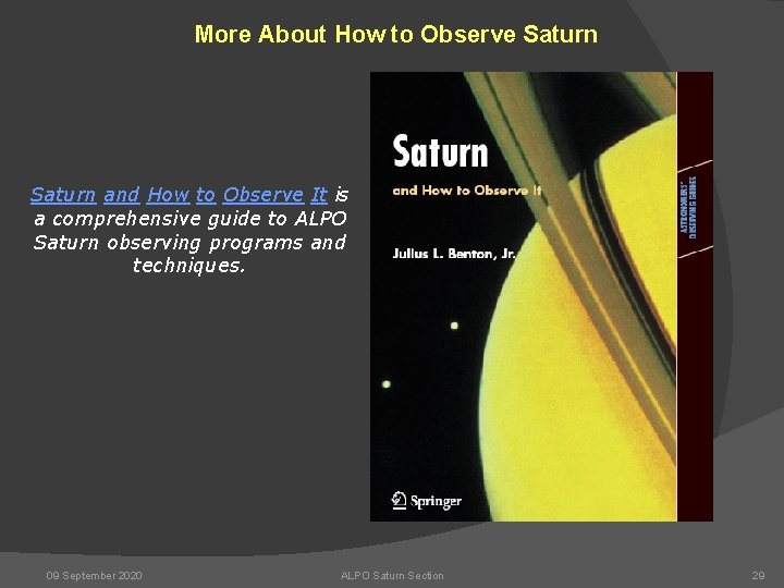 More About How to Observe Saturn and How to Observe It is a comprehensive