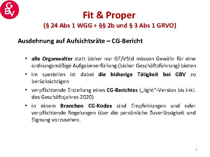 Fit & Proper (§ 24 Abs 1 WGG + §§ 2 b und §