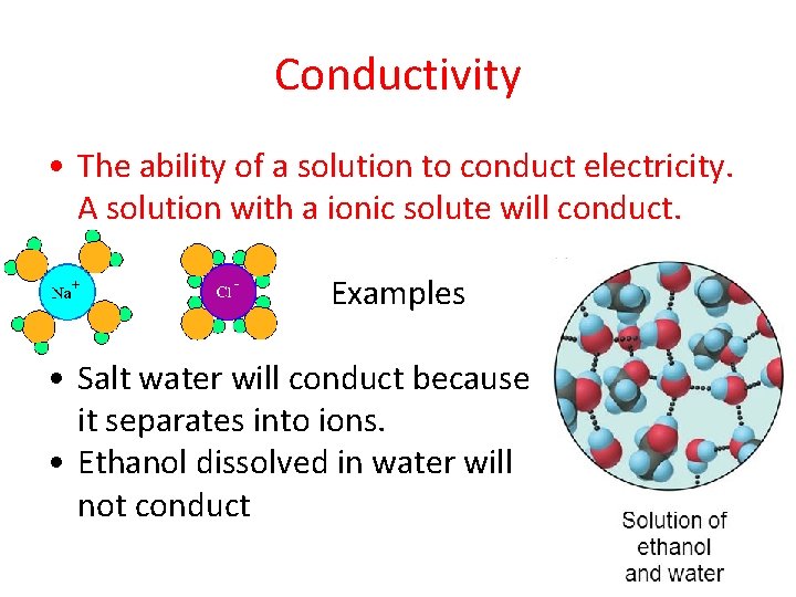 Conductivity • The ability of a solution to conduct electricity. A solution with a