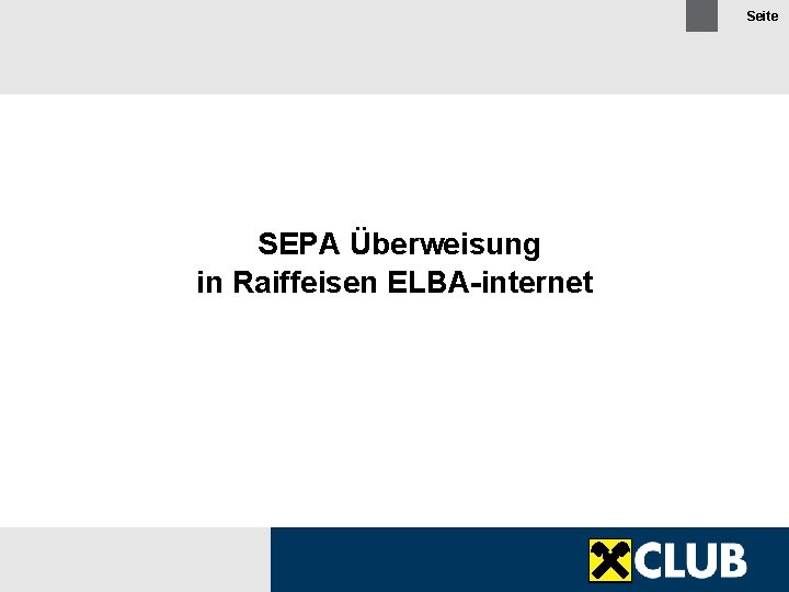 Seite SEPA Überweisung in Raiffeisen ELBA-internet 