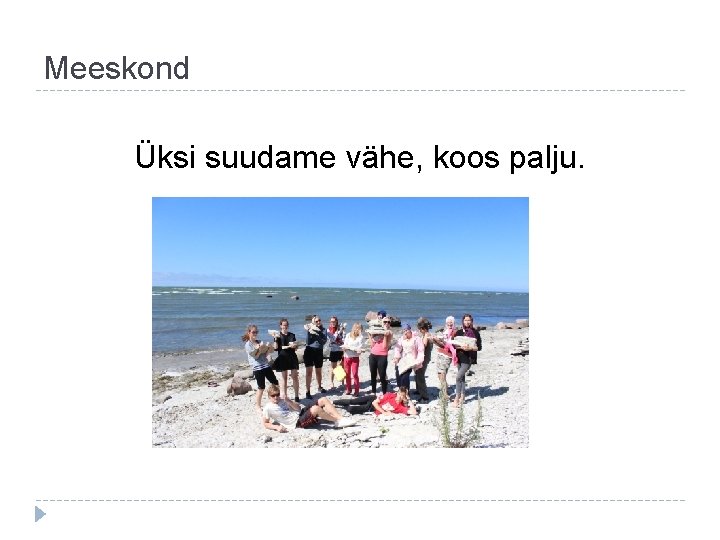 Meeskond Üksi suudame vähe, koos palju. 