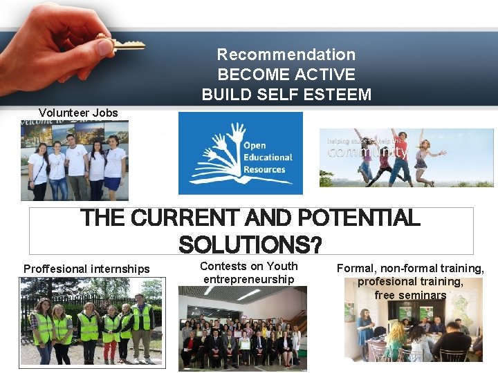 Recommendation BECOME ACTIVE BUILD SELF ESTEEM Volunteer Jobs THE CURRENT AND POTENTIAL SOLUTIONS? Proffesional