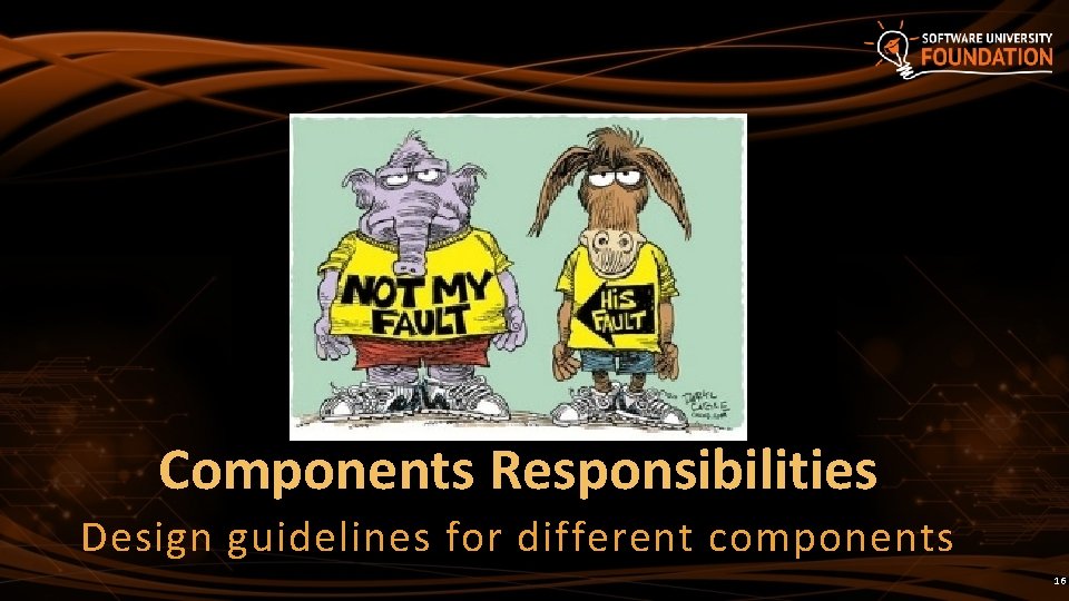 Components Responsibilities Design guidelines for different components 16 