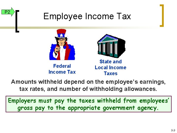 P 2 Employee Income Tax Federal Income Tax State and Local Income Taxes Amounts