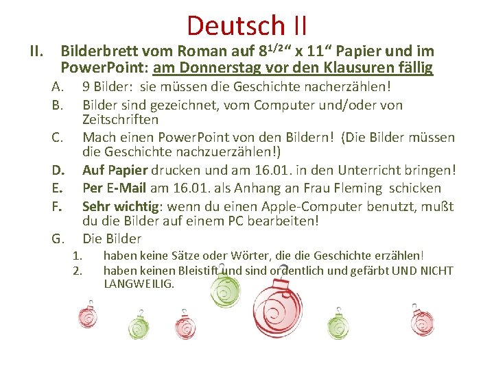 Deutsch II II. Bilderbrett vom Roman auf 81/2“ x 11“ Papier und im Power.