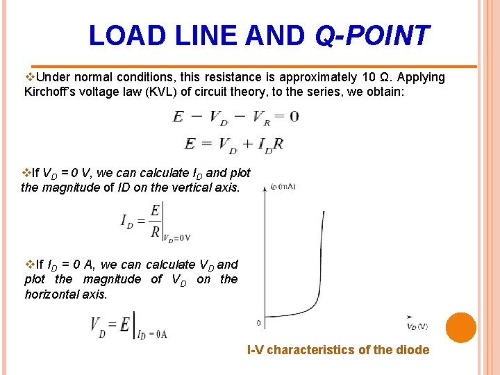 LOAD LINE AND Q-POINT v. Under normal conditions, this resistance is approximately 10 Ω.