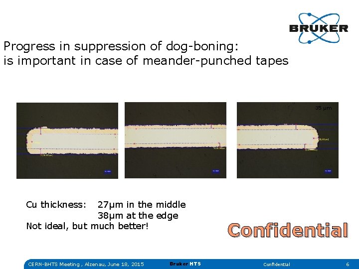 Progress in suppression of dog-boning: is important in case of meander-punched tapes 35 µm