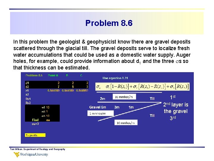 Problem 8. 6 In this problem the geologist & geophysicist know there are gravel