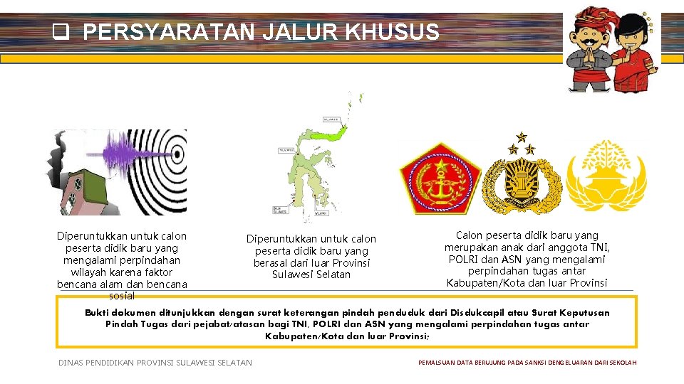 q PERSYARATAN JALUR KHUSUS Diperuntukkan untuk calon peserta didik baru yang mengalami perpindahan wilayah