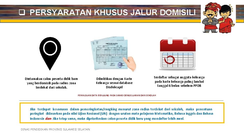 q PERSYARATAN KHUSUS JALUR DOMISILI Diutamakan calon peserta didik baru yang berdomisili pada radius