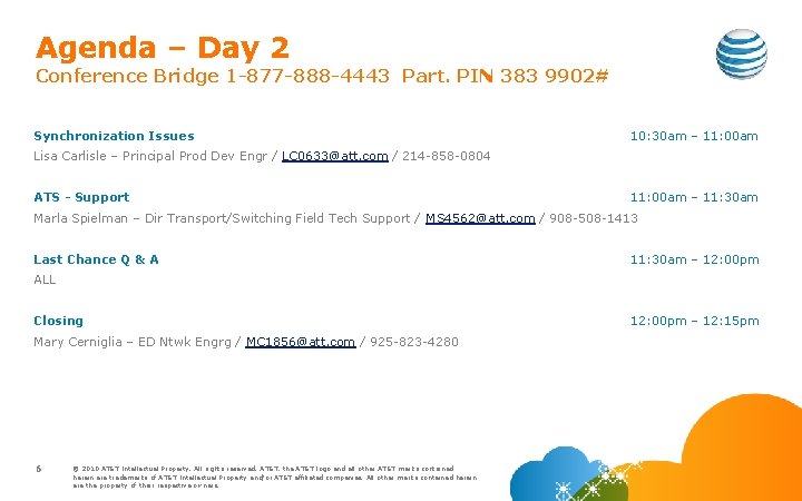 Agenda – Day 2 Conference Bridge 1 -877 -888 -4443 Part. PIN 383 9902#