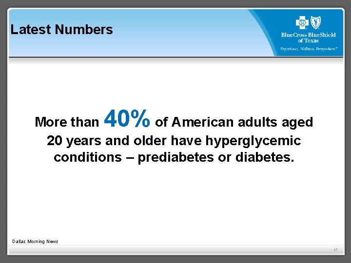 Latest Numbers 40% More than of American adults aged 20 years and older have